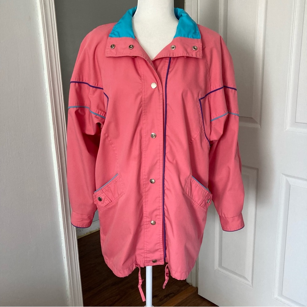 Vintage Mariel Coral Pink Oversized Snap Front Jacket